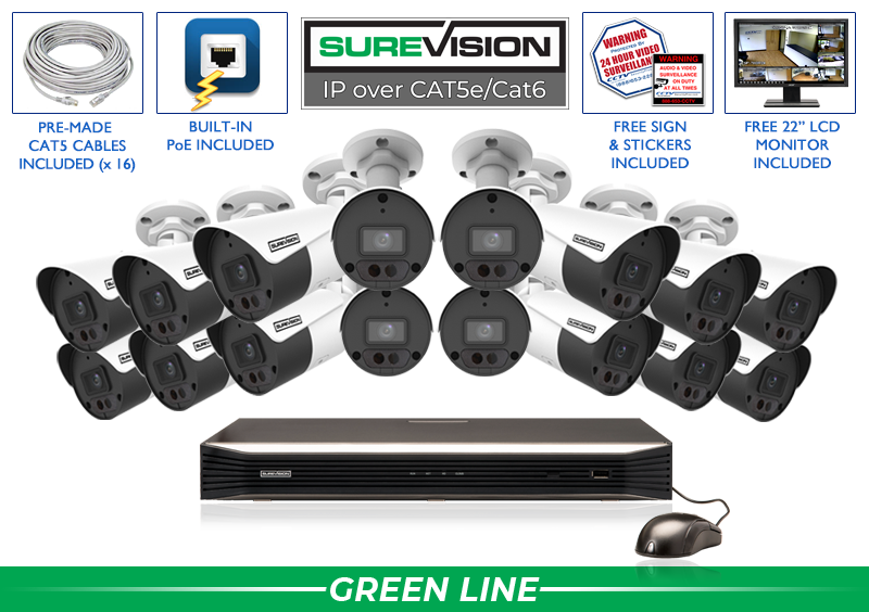 Complete Security Camera System with 16 IP Bullet Cameras / 16IPSB4-N Complete Security Camera System with 16 IP Bullet Cameras / 16IPSB4-N