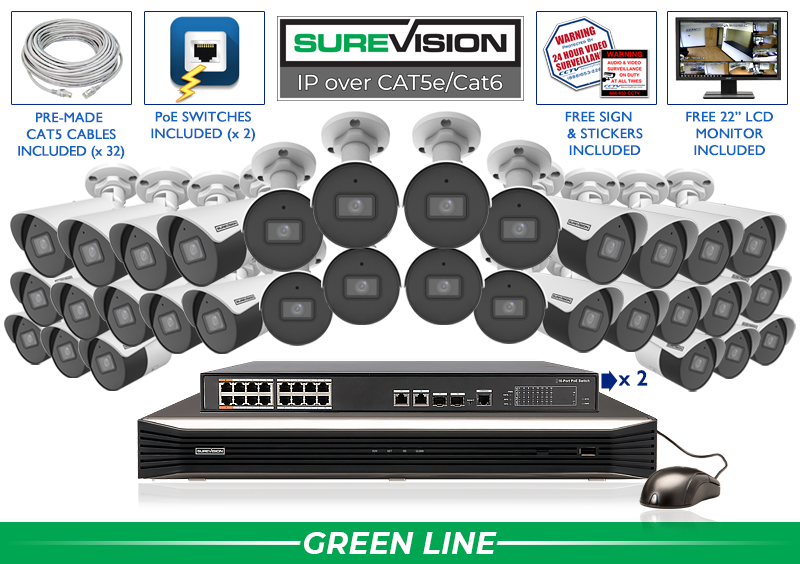 Infrared Bullet 32 Camera 4MP IP Video Recording System / 32IPSB4-N