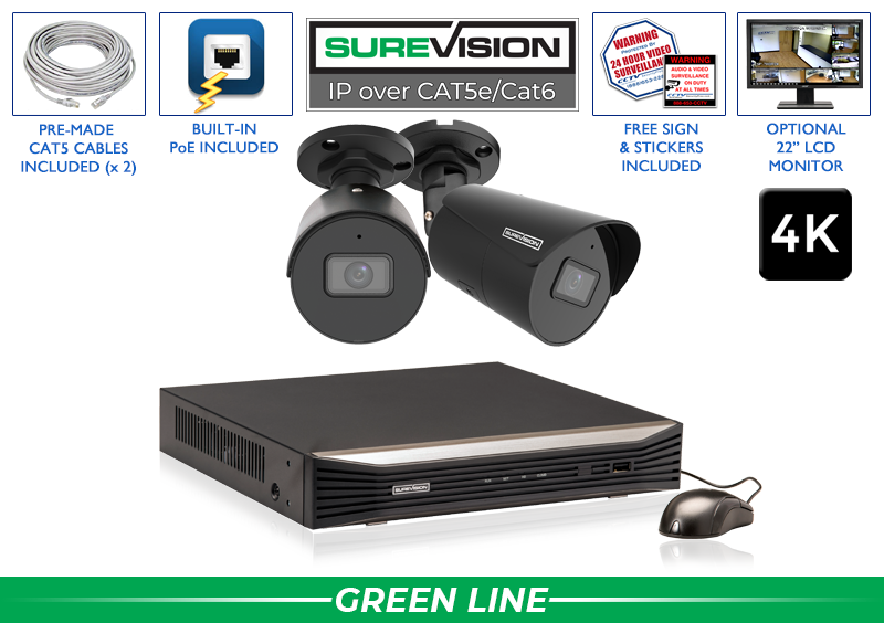 2 Camera 4MP Bullet Security Camera System with NVR