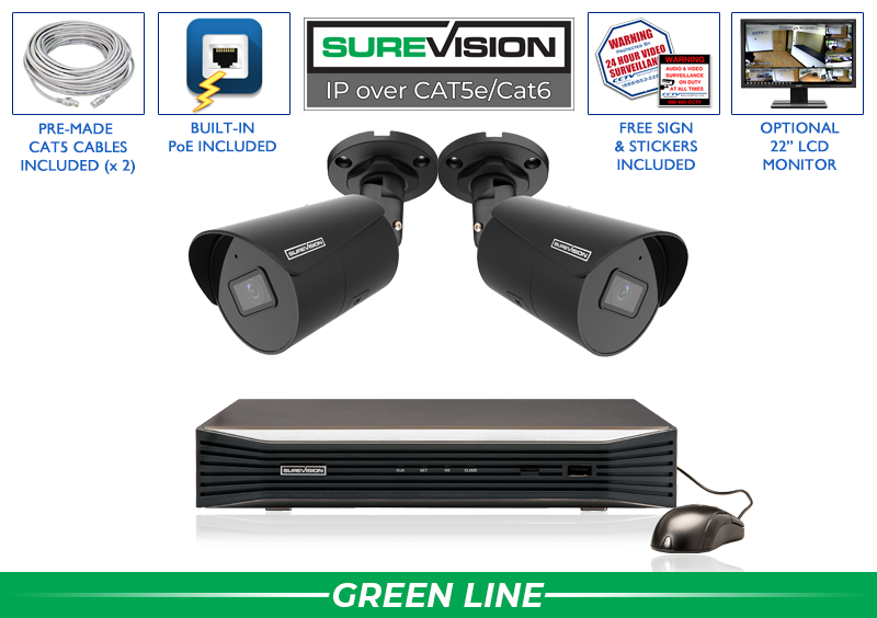 2 Camera 4MP Bullet Security Camera System with NVR