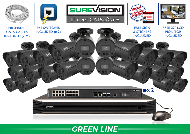 DEAL OF THE DAY - Infrared Bullet 24 Camera 4MP IP Video Recording System / 24IPSB4-B-N