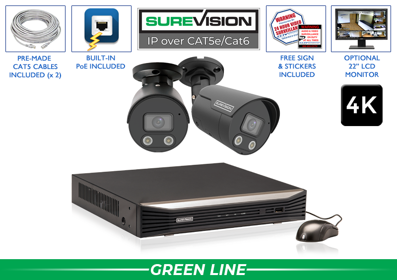 NVR IP Camera System with 2 Bullet Active Deterrent Cameras 