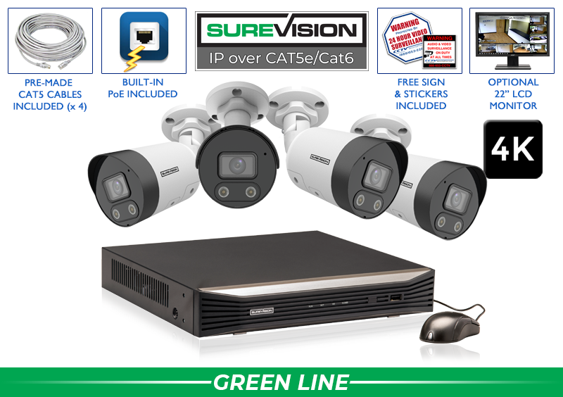 Network Security Camera System with 4 Cameras