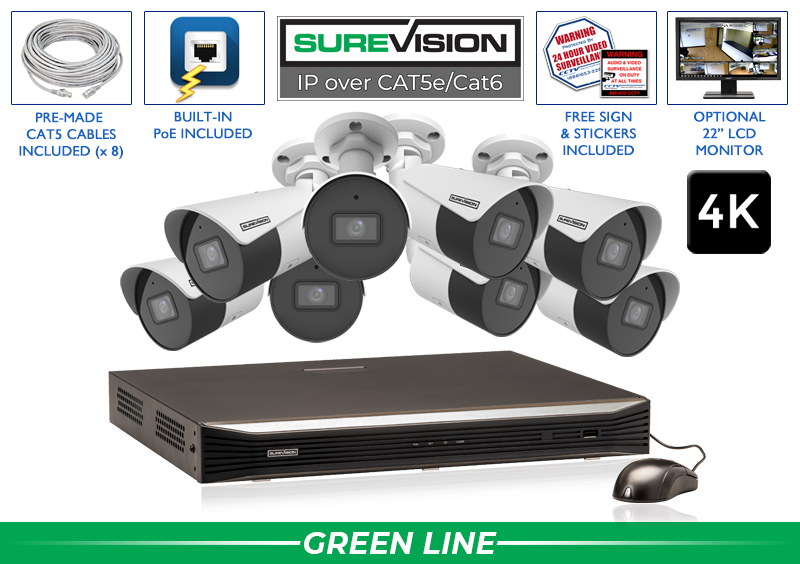 Security Camera System with NVR & 8 4K IP Cameras