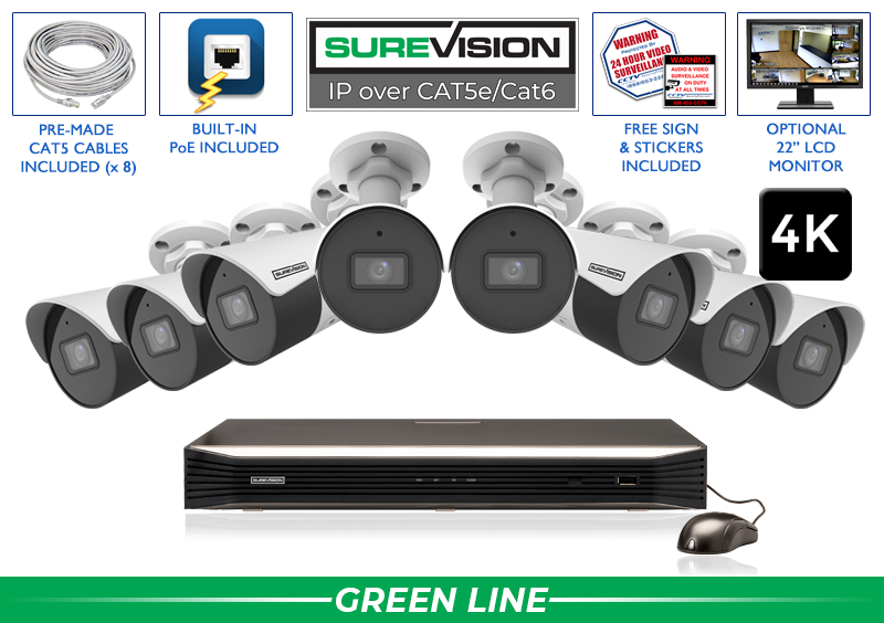 4K 8 Camera PoE Security Camera System