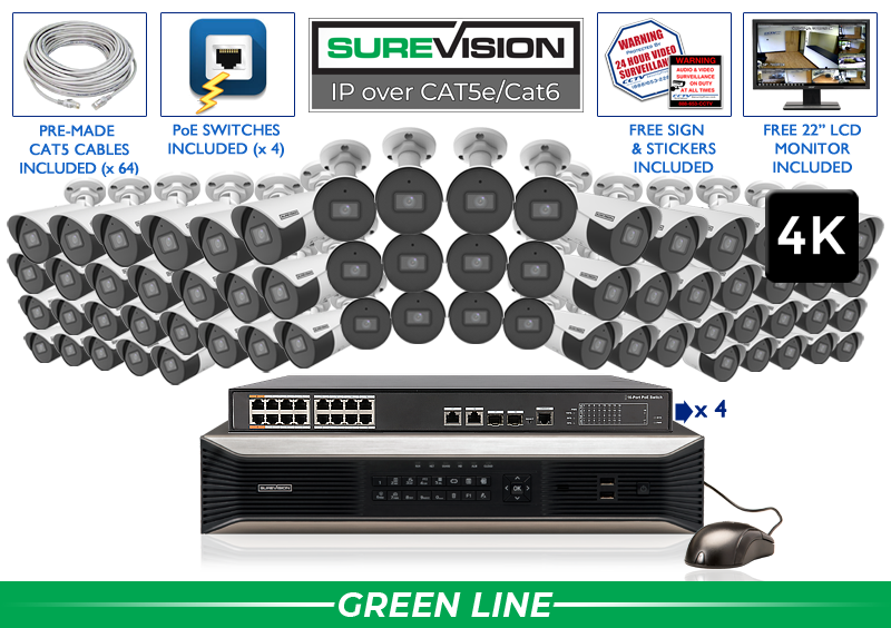 64 Camera 4K Bullet Security Camera System