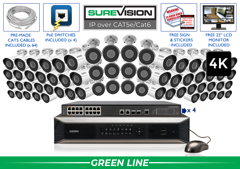 SureVision Complete 64 8MP (4K) IP Camera System / 64IPBA8-N