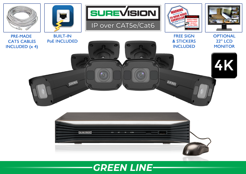 4 Camera IP System with Free Upgrade to 8 Channel NVR / 4IPBV8-B-N