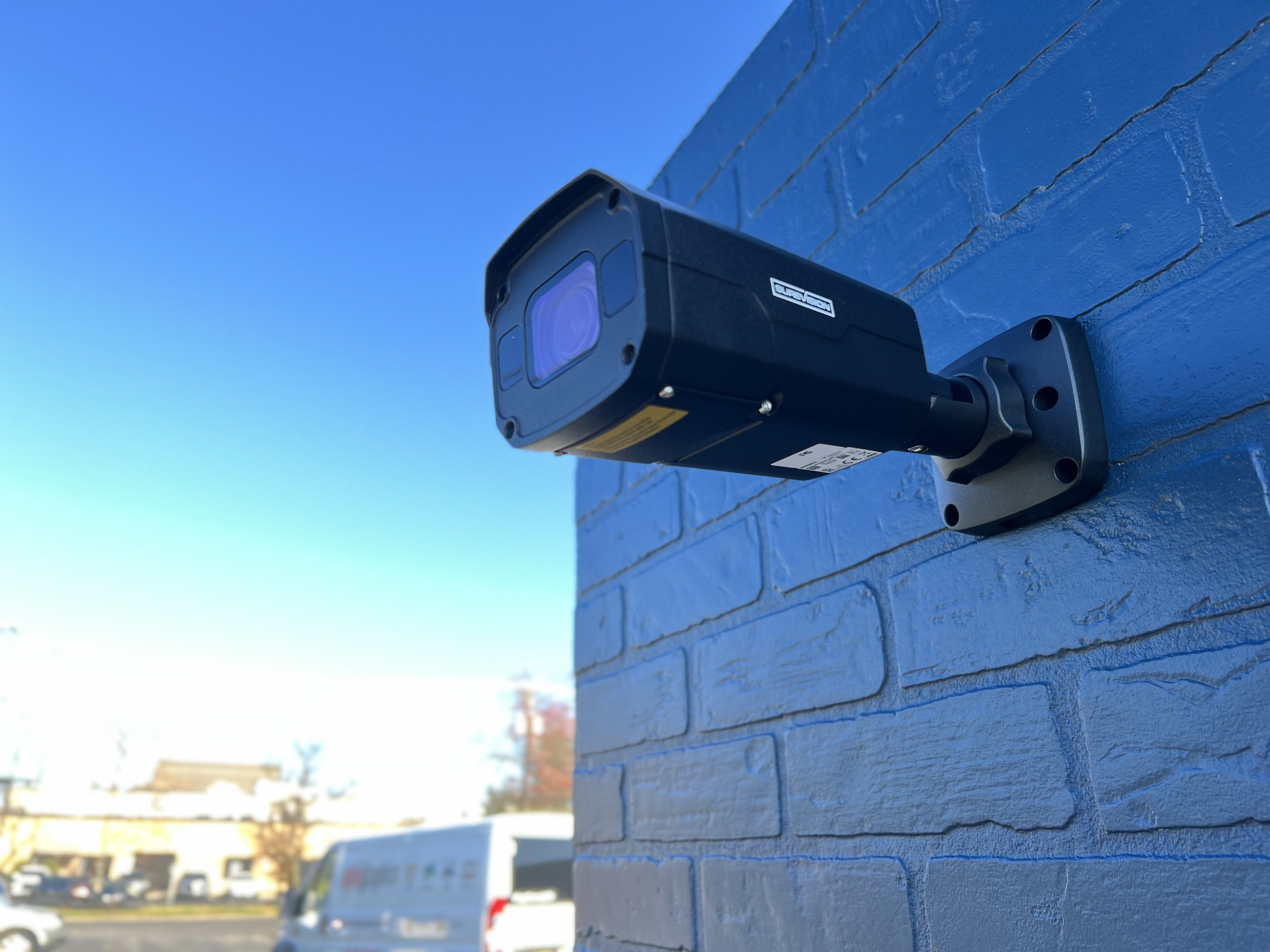 IP Security Camera Mounted on the Wall - Bullet