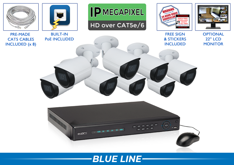 Surveillance System with 8 Cameras and 16 Channel NVR