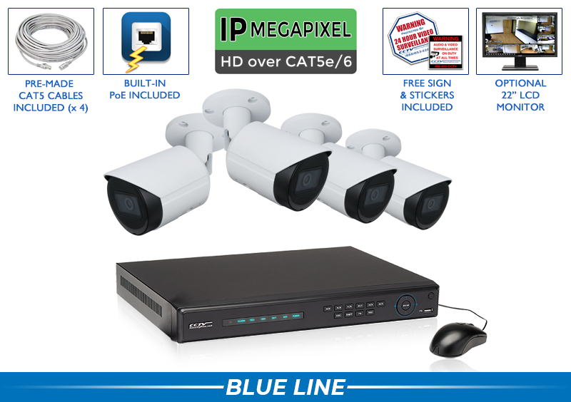 4MP PoE security camera night vision view up to 100 feet