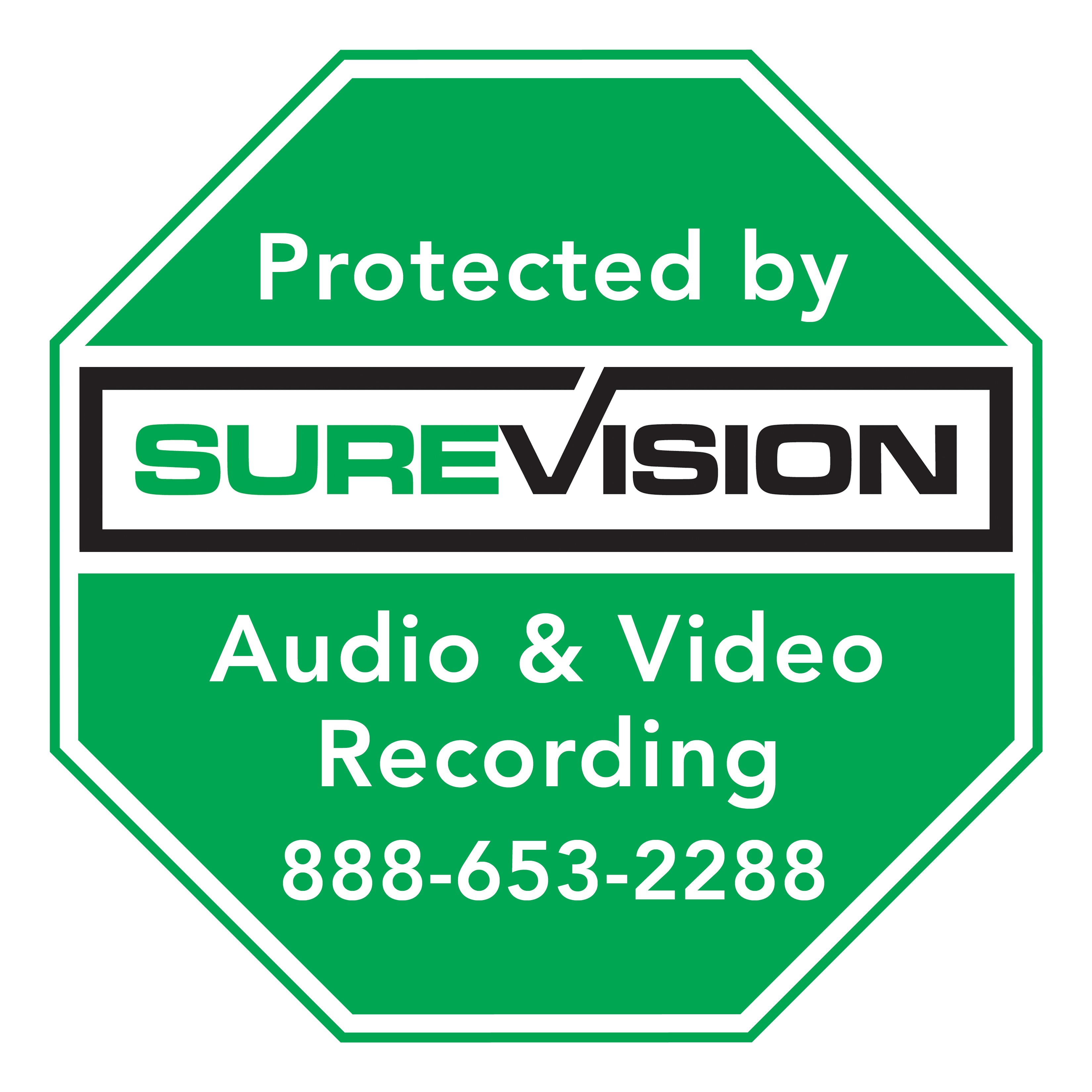 SureVision Surveillance Sticker (Indoor or Outdoor Use) 4 Inches x 4 Inches