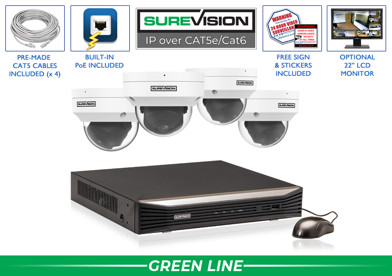 2K High Definition NVR System with Motorized Dome Cameras and Infrared Night Vision / 4IPDV4-N