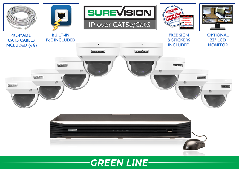 IP Security Camera System with 2K Motorized Dome Cameras and 16 Channel NVR / 8IPDV4-N