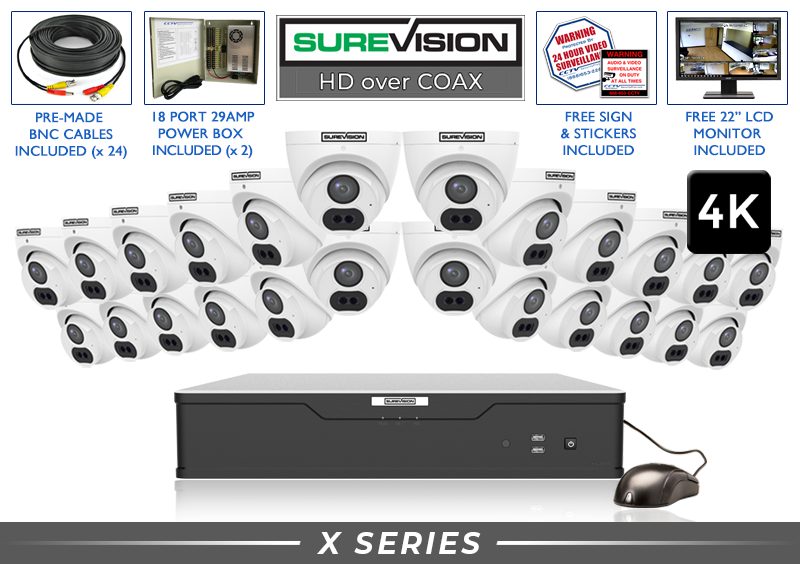 24 Camera "X Series" 4K Ultra High Definition Security System (Built-in Microphone) / 24HDXT8-N