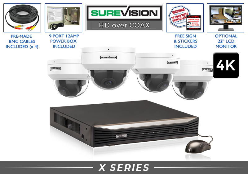 4 Camera 4K Ultra HD CCTV System w/ Night Vision + DVR / 4HDXVD8-N