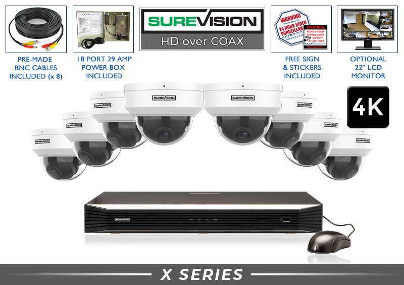8 Camera 4K CCTV System w/ Audio + 16 Channel DVR / 8HDVD8-N