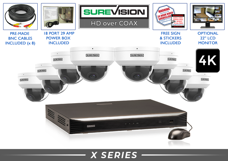 8 Camera 4K CCTV System w/ Audio + 16 Channel DVR / 8HDVD8-N