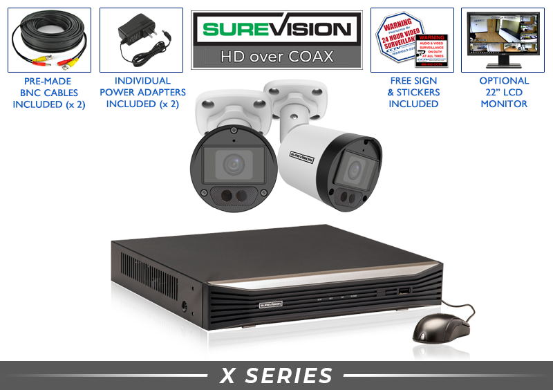 2 Camera 2MP 1080p High Definition Security System (Built-in Microphone) / 2HDXMB2-N