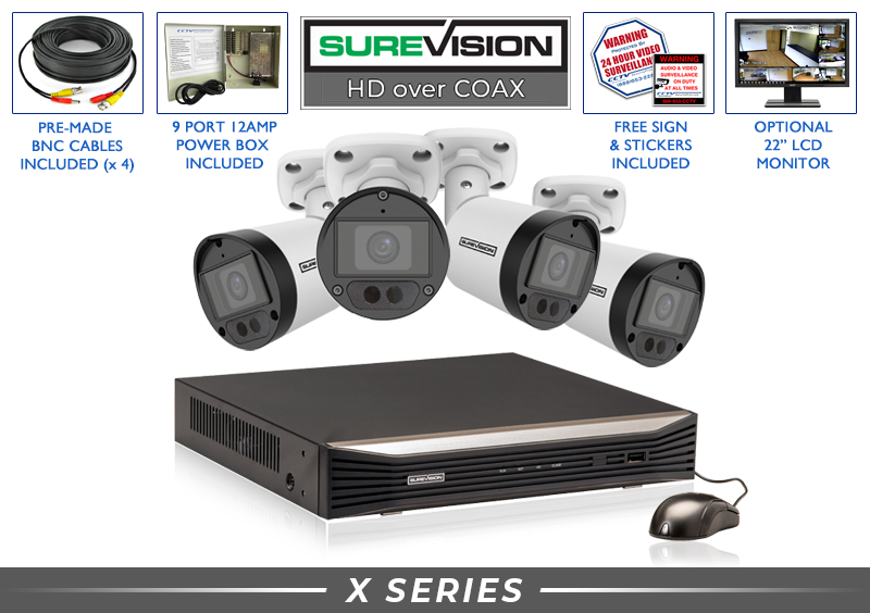 4 Camera 2MP High Definition Security System (130ft Infrared Night Vision) / 4HDXMB2-N
