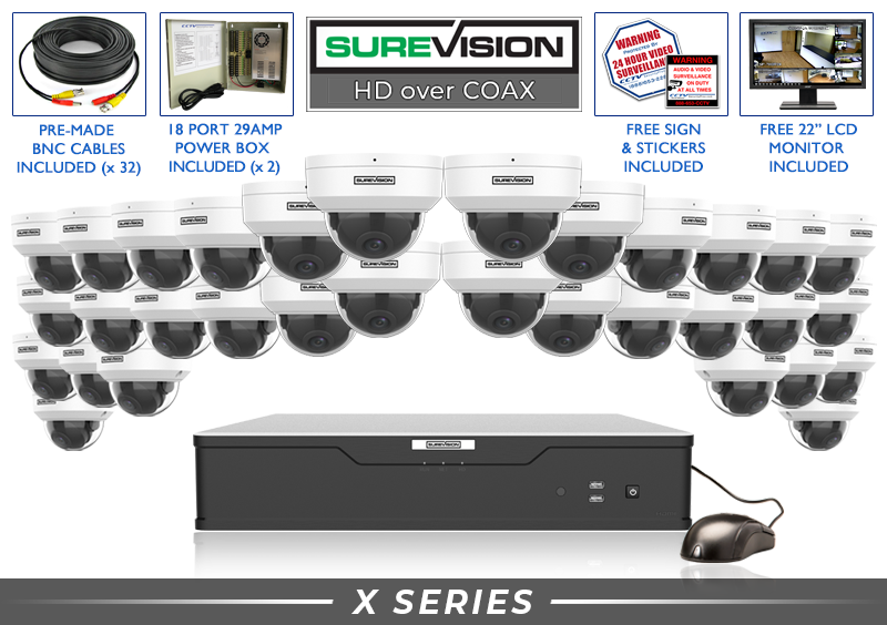32 Camera HD Dome Security Camera System w/ Audio + CCTV DVR  / 32HDXMD2-N