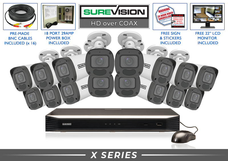 16 Camera 4K CCTV System | Motorized Bullet with Audio and DVR
