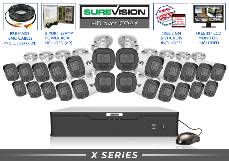24 Camera 4K CCTV System | Motorized Bullet with Audio and DVR