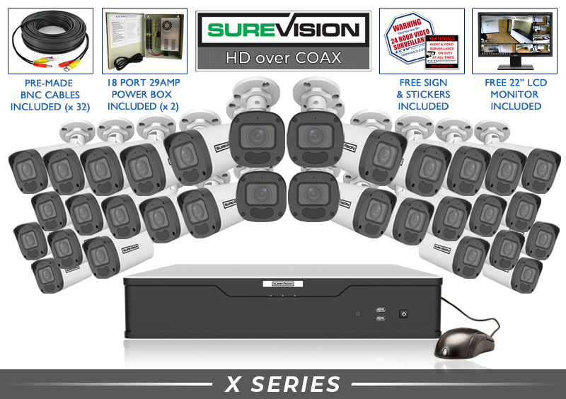 32 Camera 4K CCTV System | Motorized Bullet with Audio and DVR