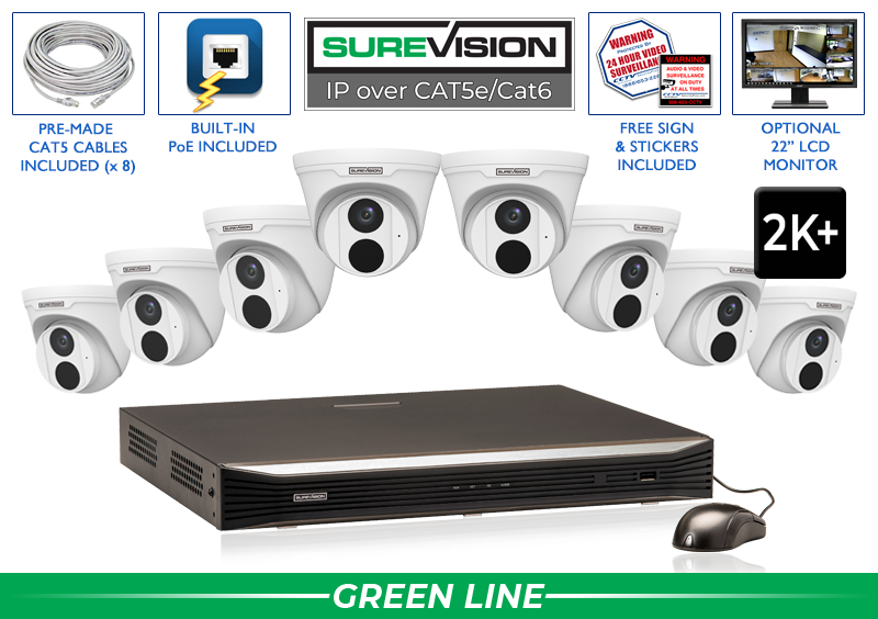 8 Camera 5MP (2K+) Dome Security Camera System with NVR / 8IPT5IR-N
