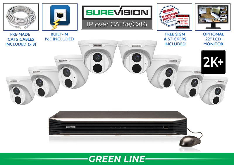 8 Camera 5MP (2K+) Dome Security Camera System with NVR / 8IPT5IR-N
