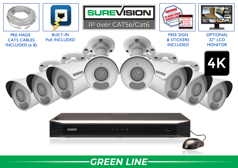 Security Camera System with NVR & 8 4K IP Cameras