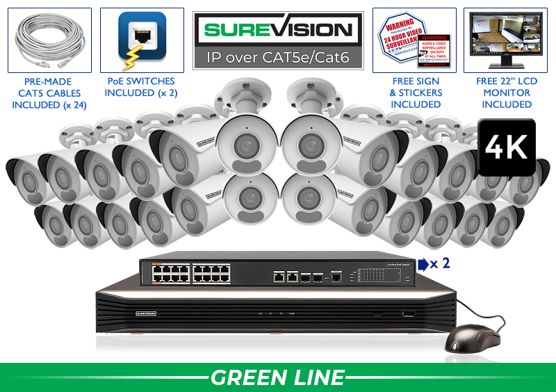 Professional 4K 24 Camera Security System / 24IPBIR8-N
