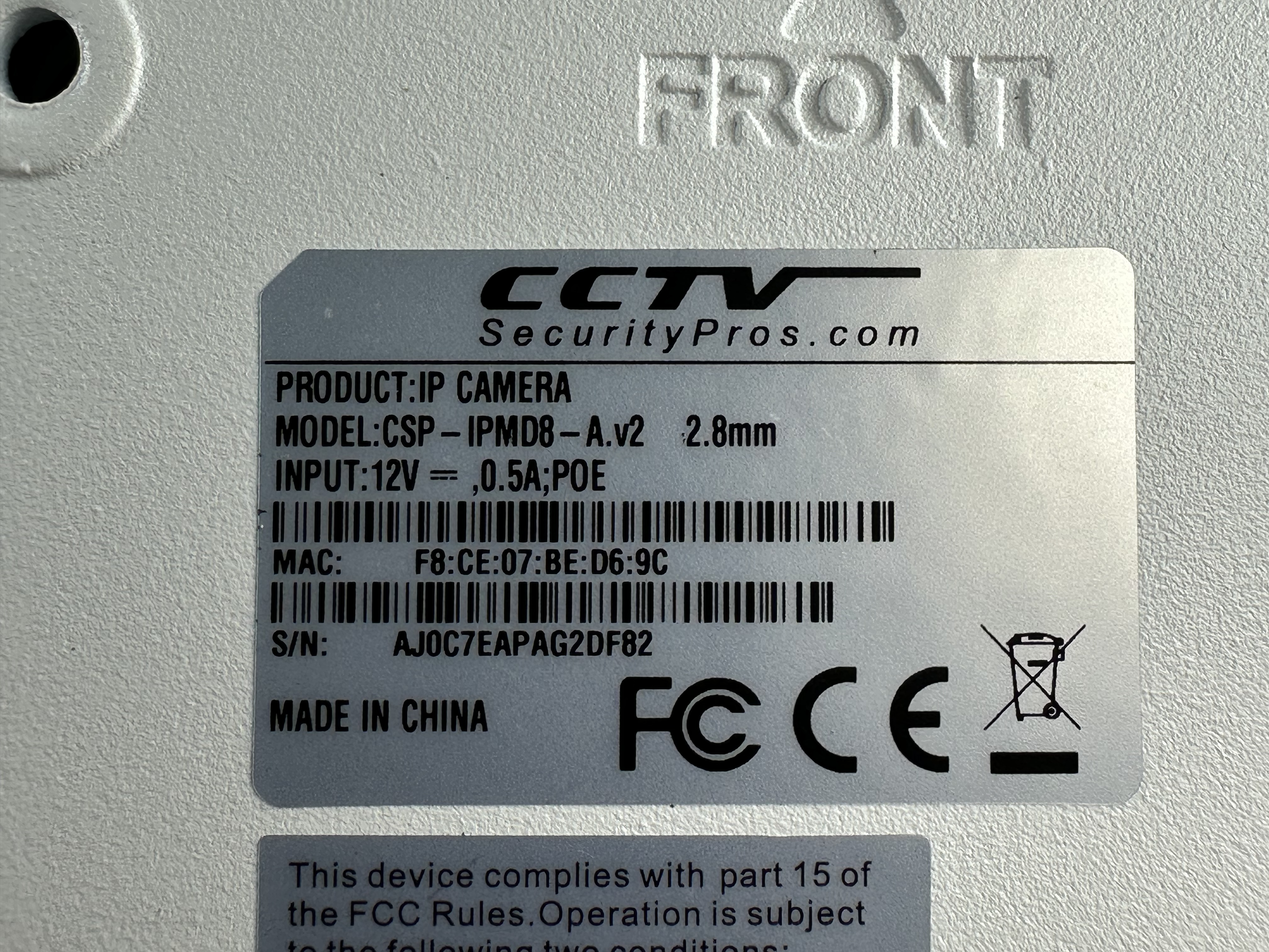 Copy of (CSP-IPMD8-A) Blue Line - 4K Infrared Vandal Dome IP Camera / BS1018