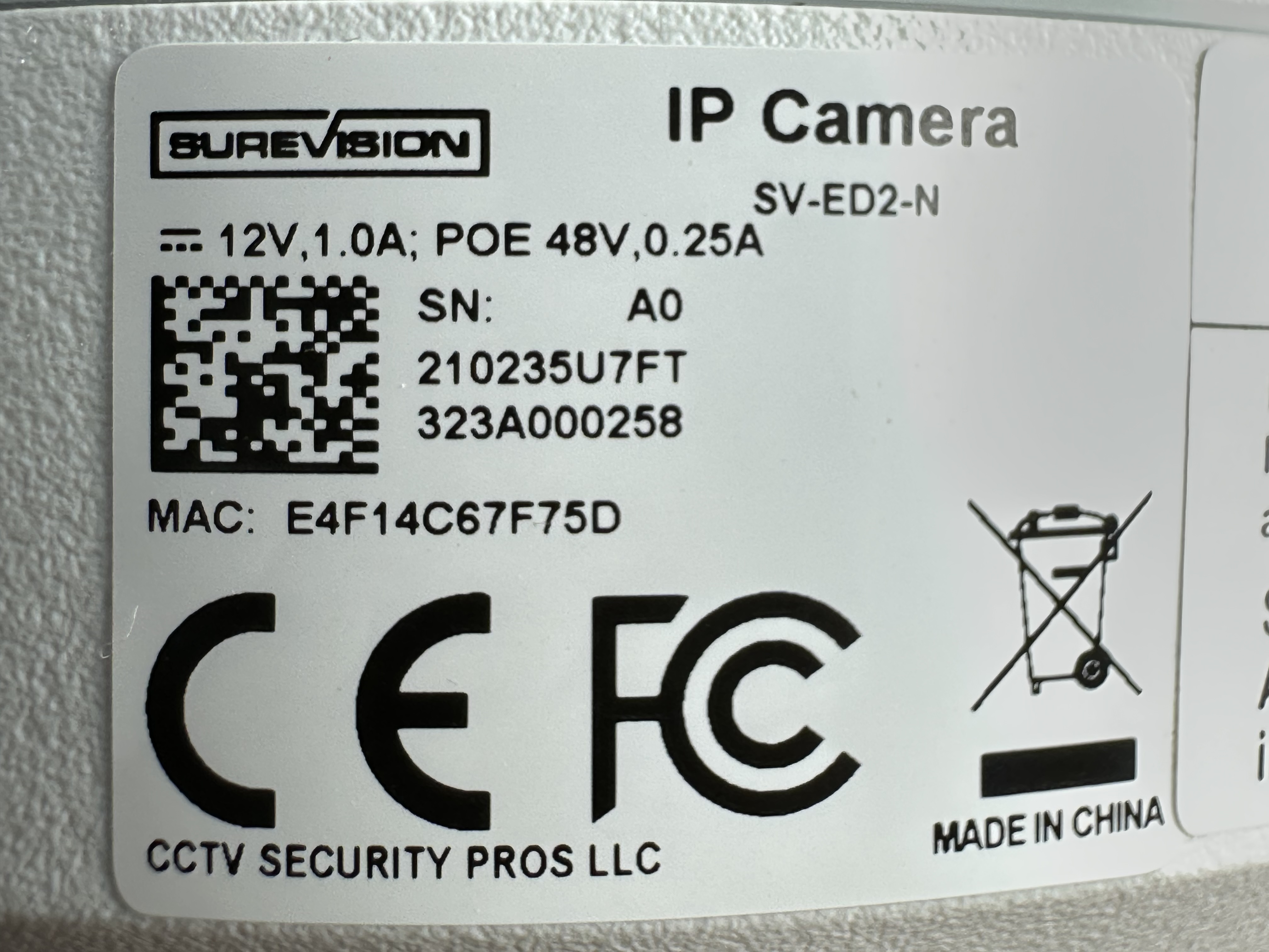 (SV-ED2-N) Green Line - 2MP Infrared Vandal Dome IP Camera / BS1029