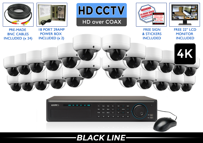 EXTREME Series (4K) Camera System with 24 Motorized Vandal Dome Cameras / CSP-24XTRCVIAD8-S