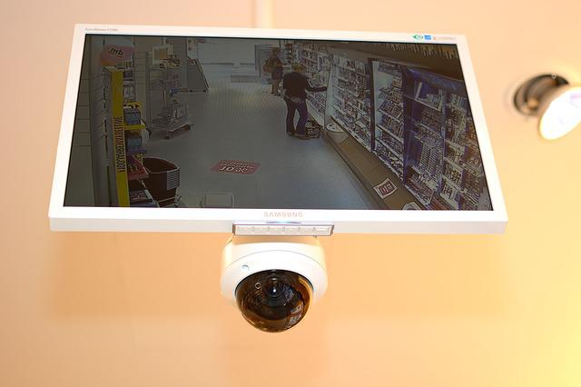 security camera and LCD surveillance monitor