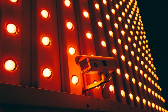 IP camera surrounded by lights