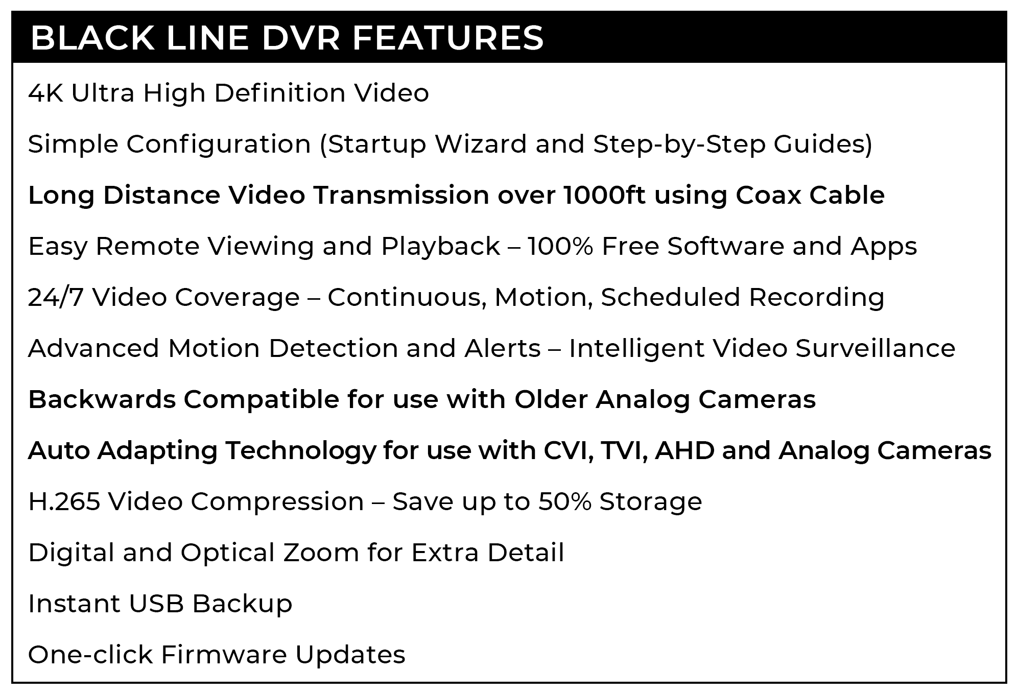 Black line DVR Features