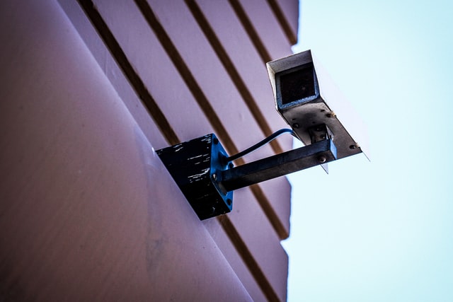 surveillance camera on a wall