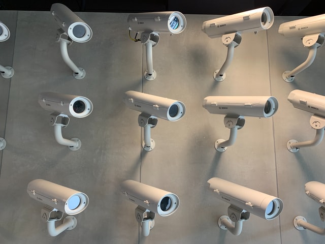 Wall of security cameras