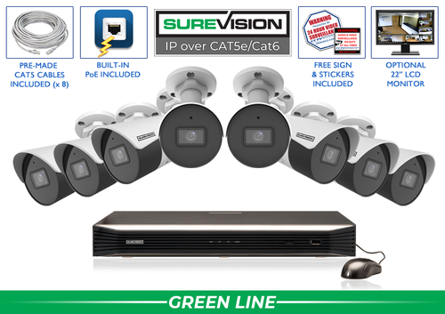SureVision SV-8IPSB4-N professional eight camera 4MP bullet security system