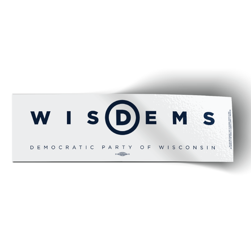 Wis Dems White Logo (10" x 3" Bumper Sticker)