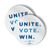 Unite. Vote. Win (3.5" x 3.5" Vinyl Sticker -- Pack of Two!)