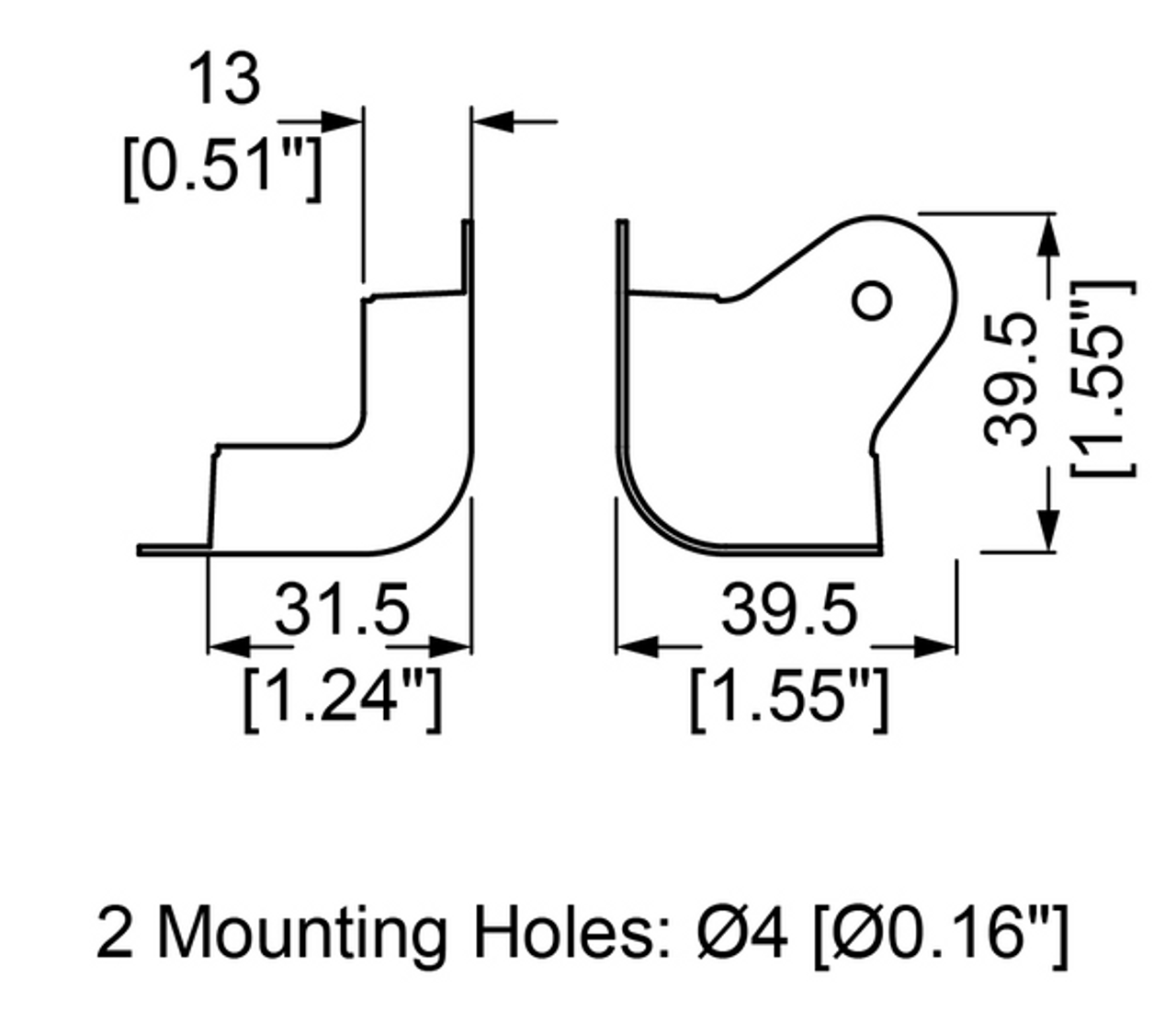 Black Cabinet Corner 2 Hole