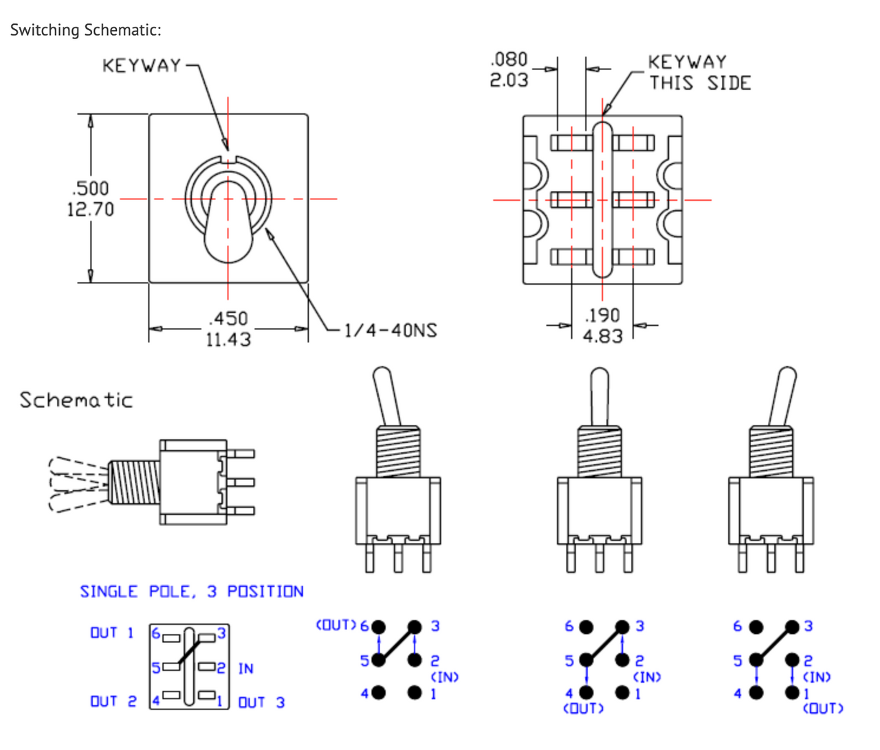 Salecom Mini Toggle SP3T Switch 3 Position