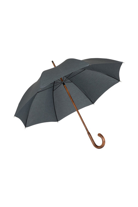 Gents Hickory Solid Stick Umbrella - Charcoal Polycotton