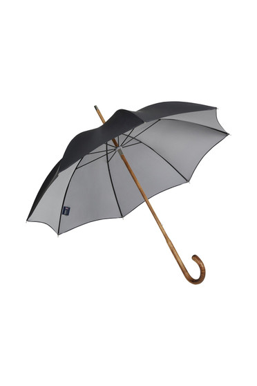 Gents Hickory Solid Stick Umbrella - Double sided Black / Silver