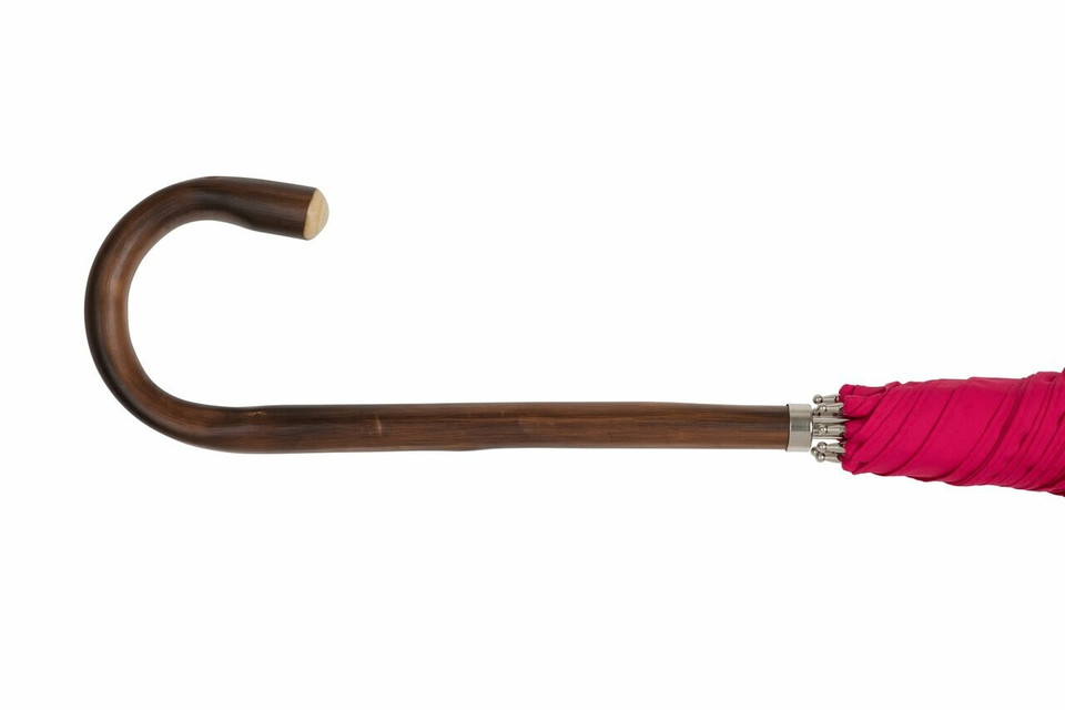 ladies City Slim Umbrella - Cerise - Chestnut handle