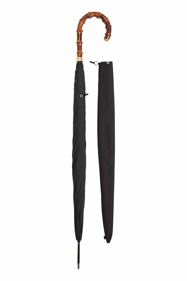 Gents City Slim Ince Umbrella - Black - Whangee handle with case