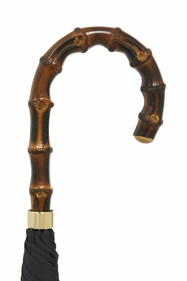 Gents City Slim Ince Umbrella - Black - Whangee handle close-up